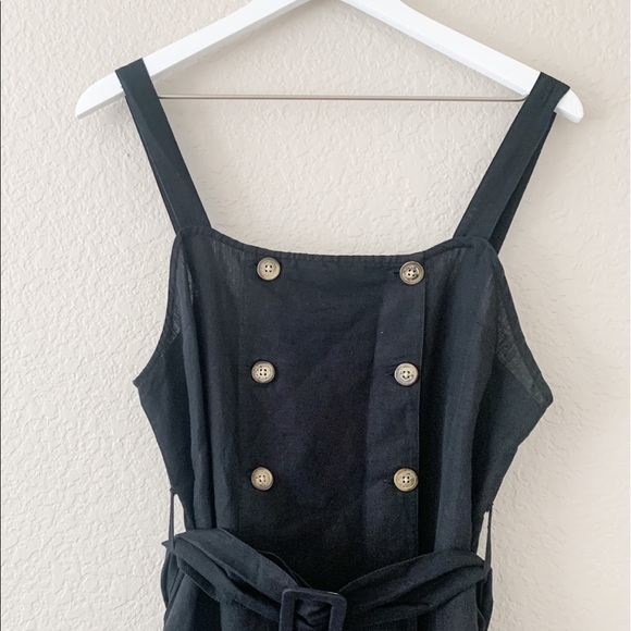 NWT Topshop Black Linen Midi Dress Button Down, 8 - Picture 5 of 6